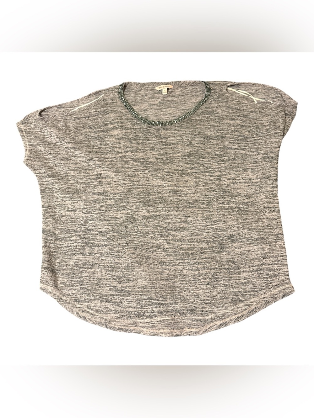 Juicy Couture Gray & Pink Short Sleeve cold shoulder Top Beaded Neckline Y2K